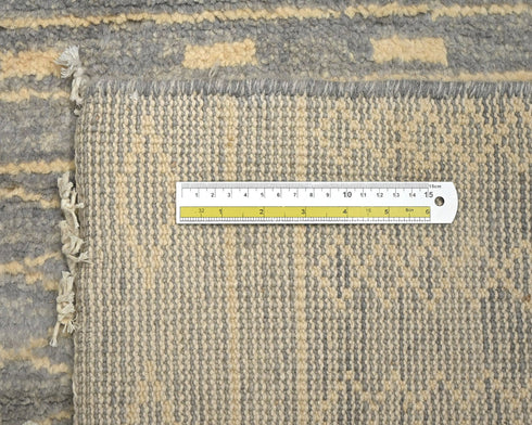 9 Feet Moroccan Gray Hand Woven Wool Runner Rug